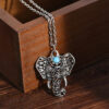 oly-4b6c4bd823fe0296213f910fc745b849 Wholesale Alloy Ancient Silver Hollow Elephant Pendant Necklace Vintage Bohemian Ethnic Style Unisex Jewelry