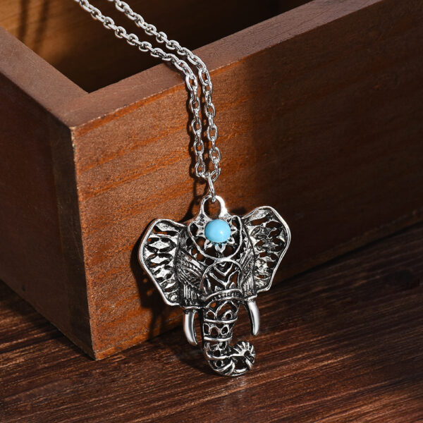 oly-4b6c4bd823fe0296213f910fc745b849 Wholesale Alloy Ancient Silver Hollow Elephant Pendant Necklace Vintage Bohemian Ethnic Style Unisex Jewelry