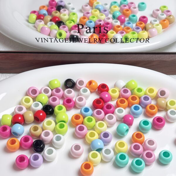 oly-4b87c8424b515edad15a31df5d91fc79 Wholesale Acrylic Coated Macaron White Large Hole Round Loose Beads DIY Bracelet Phone Charm Jewelry Making Craft Supply