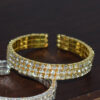 Wholesale Rhinestone Open Bangle Bracelet 3 Row Gold Tone Women S Trendy Fashion Jewelry Accessory Everyday Gift