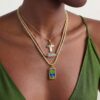 Wholesale Fashion Stainless Steel Woven Rope Necklace With Bow Cross Pendant Colorful Electroplated Jewelry Accessory
