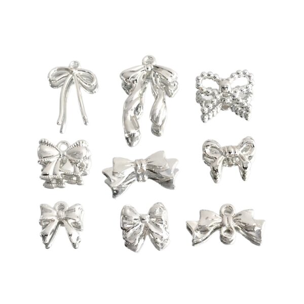 oly-4c21c16eeaeb6742b8f3be615ca6e3aa Wholesale Chic Silver Alloy Bow Loose Beads, Color-Plated DIY Jewelry Craft Supply for Bracelet Necklace Making, Boutique Resale