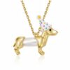 Wholesale Trendy Cute Puppy Pearl Necklace Electroplating Copper Fashion Accessory For Girls Gift Boutique Resale