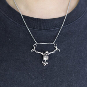Wholesale Antique Silver Skull Pendant Necklace Gothic Halloween Style Punk Jewelry Accessory For Gift Boutique Resale