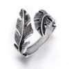 oly-4cff163c0a04f020facacd9573d90f76 Wholesale Distressed Leaf Ring Antique Silver Zinc Alloy Punk Hip Hop Chic Jewelry Accessory Boutique Resale Gift