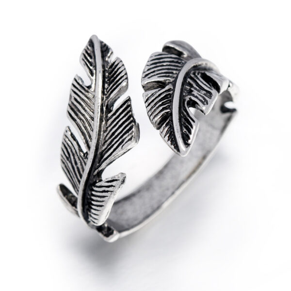 oly-4cff163c0a04f020facacd9573d90f76 Wholesale Distressed Leaf Ring Antique Silver Zinc Alloy Punk Hip Hop Chic Jewelry Accessory Boutique Resale Gift