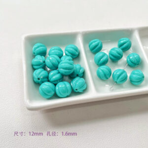 25-blue green pumpkin beads / See picture for size (sold by piece)