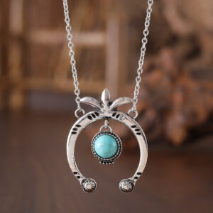 oly-4d2505a0190780fc1386fd2972297908 Wholesale Retro Semi Circle Alloy Turquoise Pendant Necklace Bohemian Fashion Jewelry Accessory For Boutique Resale