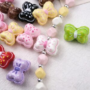 oly-4d3f9fd3f1434116033a36327c3419ce Wholesale Acrylic Heart Polka Dot Bow Loose Beads DIY Keychain Phone Charm Accessory Light Yellow