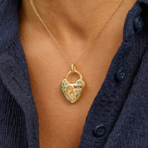Golden love lock necklace
