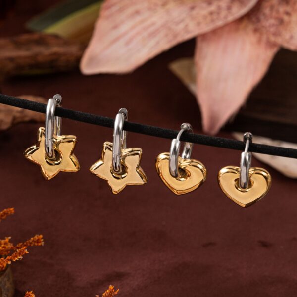 Wholesale 1Titanium Steel Electroplated Lucky Star Oval Ear Cuff French Color Block Design Fashion Accessory For Party