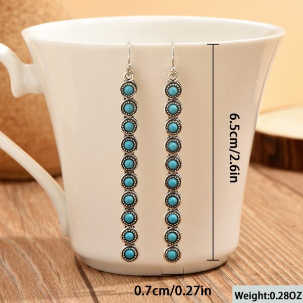 Wholesale Bohemian Turquoise Alloy Earrings Retro Geometric Totem Jewelry Party Fashion Accessory