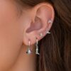 oly-4df8394d9bdc2d6e1f2a078b8724483a Wholesale Stylish Cowboy Boot And Hat Pendant Earrings Silver Electroplated Copper Trendy Jewelry Accessory Boutique Resale