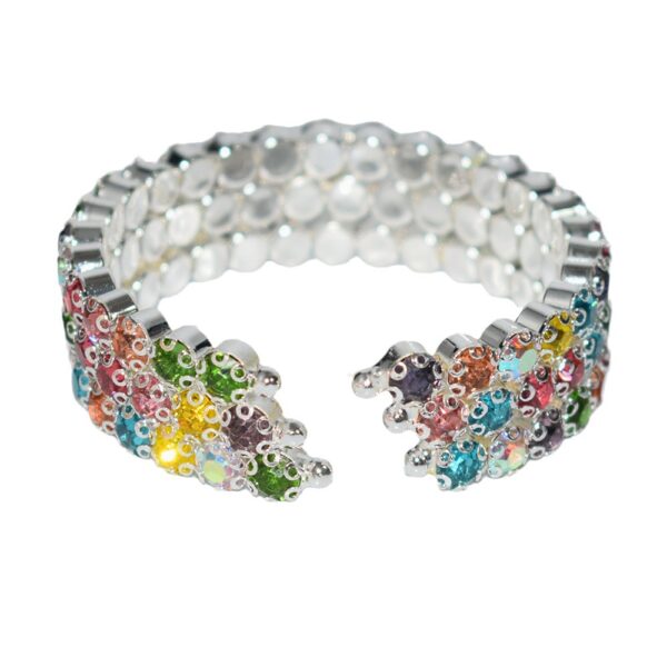 oly-4dfcb31c0db81a29a426e02c54c02d5b Wholesale 2 Row Rhinestone Electroplated Open Bangle Bracelet For Women Trendy Jewelry Accessory
