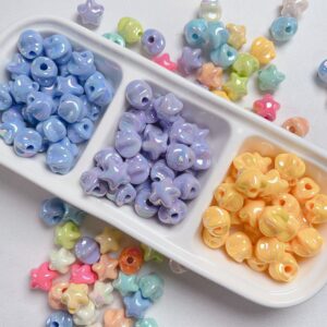 oly-4e0034d7fb48448b251cb14b5d159869 Wholesale Acrylic Electroplated Cream Five Point Star Beads for DIY Phone Charms Keychains and Bag Charm Making
