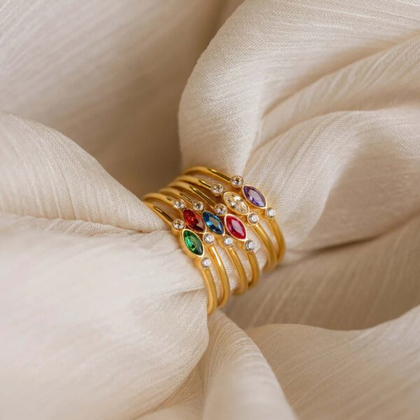 Wholesale December Birthstone Ring Marquise Cut Colored Zircon Titanium Steel Electroplated Fashion Accessory Gift