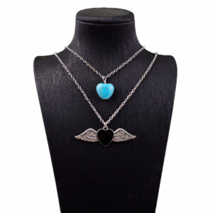 Black double love necklace