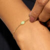 oly-4e8308edff4967b4dae73351d968d3d4 Wholesale Green Aventurine Bracelet For Women Gold Tone Copper Figaro Chain Fashion Jewelry Accessory Boutique Resale