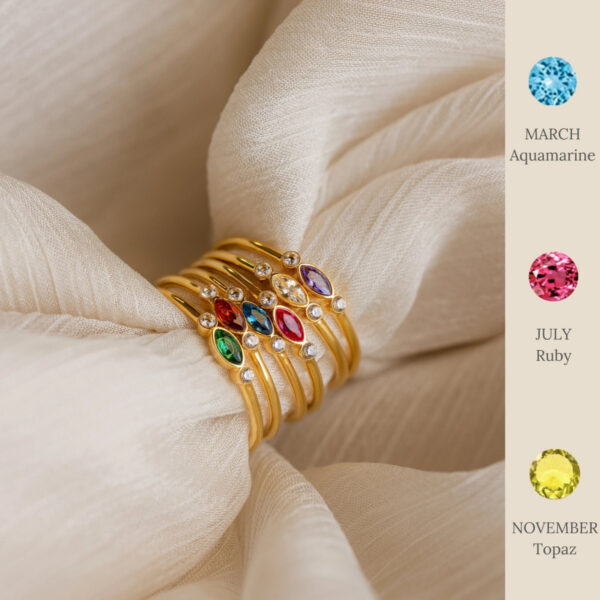 Wholesale December Birthstone Ring Marquise Cut Colored Zircon Titanium Steel Electroplated Fashion Accessory Gift