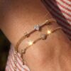 Wholesale Trendy Double Layer Heart Zircon Bracelet In Copper With Chain And Beads Women S Fashion Accessory