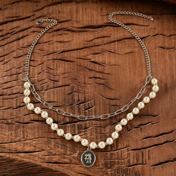 oly-4eec40f530615e66c343af1d6f8b8c24 Wholesale Halloween Double Layer Pearl Necklace With Pumpkin Head And Ghost Pendant Retro Style Trendy Jewelry Accessory For Boutique Resale