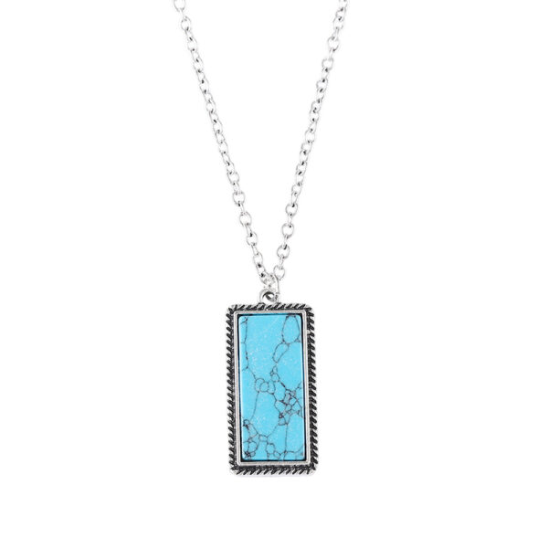 Wholesale Bohemian Geometric Turquoise Pendant Earring And Necklace Set Zinc Alloy Jewelry For Boutique Resale And Party Wear