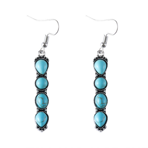 Wholesale Zinc Alloy Electroplated Bohemian Turquoise Drop Earrings Retro Chic Geometric Jewelry Gift