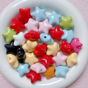 Wholesale Acrylic Candy-Colored Five-Pointed Star Loose Beads for DIY Phone Charms, Keychains, Craft Supply and Fashion Accessory Making