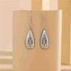 oly-4f535161b15c0be9ac939824da83a83d Wholesale Chinese Retro Carved Water Drop Zinc Alloy Earrings Necklace Set Ancient Silver For Everyday Wear