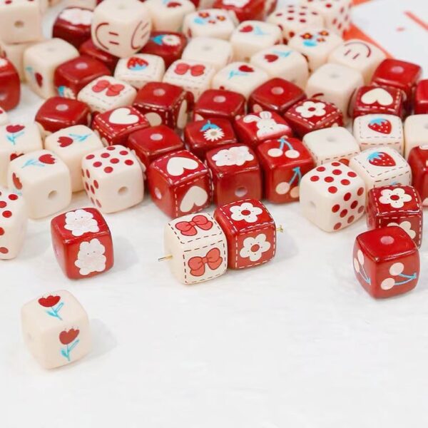 Wholesale Chic Acrylic Loose Beads Cartoon Printed Square Beads for DIY Bracelet Necklace Phone Strap Craft Supply