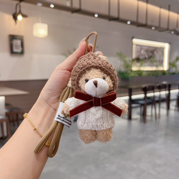 oly-4f84236cc4d2995860a312e3ace10cdb Wholesale Mocha Bear Wearing Sweater Plush Keychain Bag Charm Cute Cartoon Fashion Accessory Gift