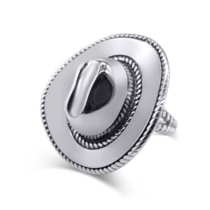 Cowboy hat ring silver opening