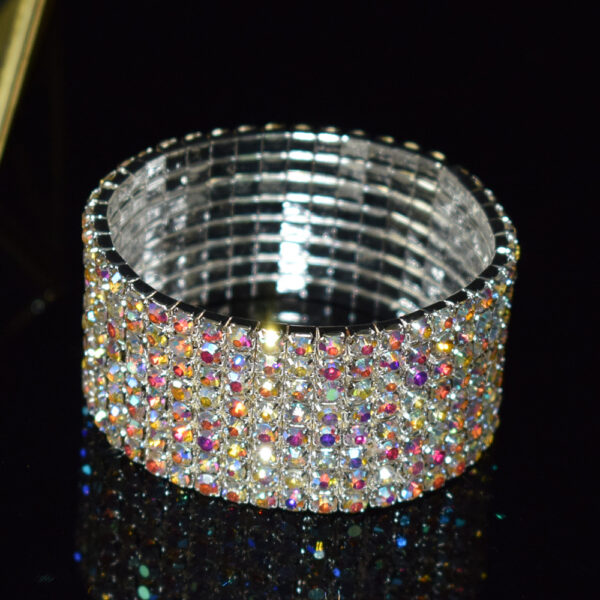 Wholesale Bridal Multi Row Rhinestone Stretch Bracelet Silver White Crystal Women S Jewelry For Party Gift