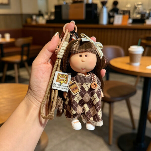 Wholesale Cute Korean Style Curly Doll Car Keychain Vinyl Changeable Outfit Figure Adorable Bag Charm Gift For Everyday Use