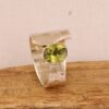 Wholesale Retro Hammered Green Gemstone Ring For Women Silver Alloy Fashion Jewelry Accessory Casual Everyday Wear