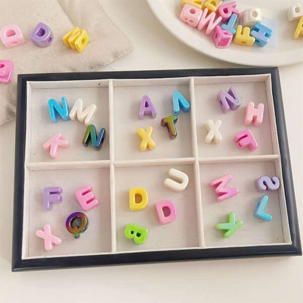 Wholesale UV Plated Acrylic Letter Beads Mixed Colors for DIY Phone Charm Bag Pendant Craft Supply