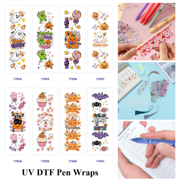 oly-513cfc53f191d224c99ba81e32a707ba Wholesale 2/8/16pcs Sweet Kawaii Ghost Pumpkin Monster Halloween Pen and Bookmark Stickers UV DTF Wraps
