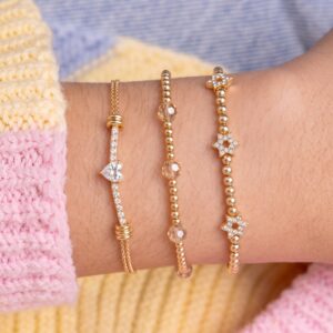Wholesale Trendy Double Layer Heart Zircon Bracelet In Copper With Chain And Beads Women S Fashion Accessory