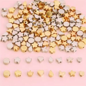 Wholesale Gold Electroplated Acrylic Heart & Star Spacer Beads for DIY Jewelry Making, Fashion Accessory, Gift and Boutique Resale