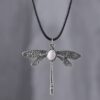 oly-5295df2400d058d0812cb8c9b8f2f10a Wholesale Vintage Dragonfly Pendant Necklace With Moonstone Antique Silver Finish Stylish Jewelry Accessory