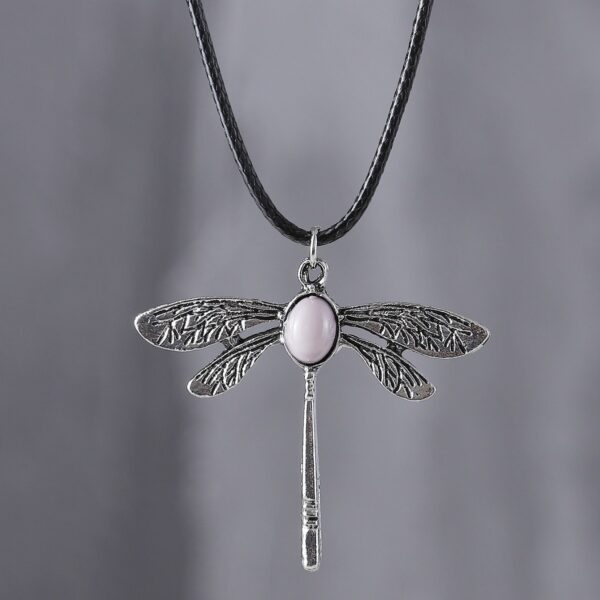 oly-5295df2400d058d0812cb8c9b8f2f10a Wholesale Vintage Dragonfly Pendant Necklace With Moonstone Antique Silver Finish Stylish Jewelry Accessory
