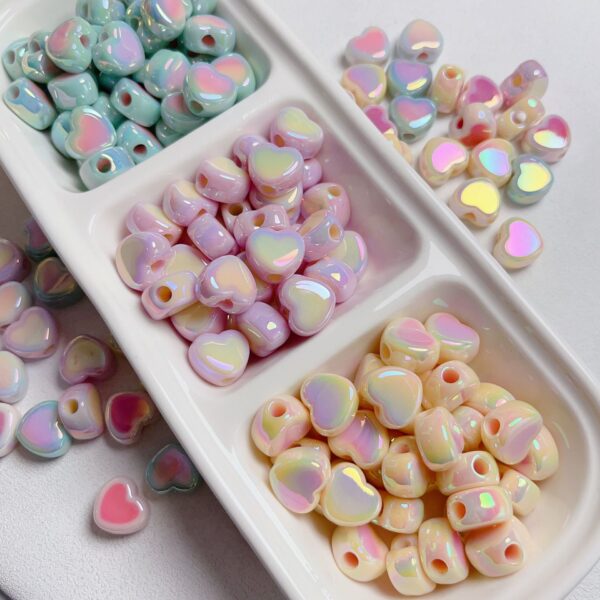 oly-52c7bce187fc2fdcab2e39cca8698dc1 Wholesale Blue Cream Double Color Heart Shaped Acrylic Beads for DIY Jewelry Making Craft Supply