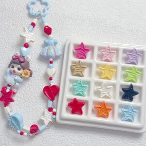 Wholesale Chic Oil-Painted Star Acrylic Beads, Baked Enamel Finish, DIY Phone Charm & Keychain Accessory