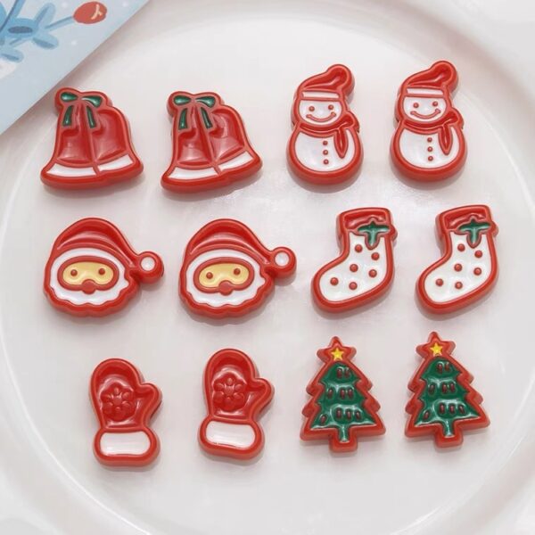 Wholesale Christmas Santa Claus Acrylic Dripping Oil Loose Beads for DIY Bracelet Necklace Phone Chain Jewelry Making Gift