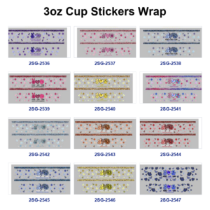 oly-5326032b58a0fc96af77485b7462d069 Wholesale 8pcs Peace Love Cute Symbol Pattern 3oz Cup Stickers Wrap OLY Exclusive