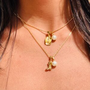 Wholesale Cowboy Boots Cowboy Hat Pendant Necklace Electroplating Copper Pearl Accent Western Fashion Jewelry Boutique Gift