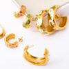 oly-535ffa0137d469efa4f14660fff65e8a Wholesale Chic Titanium Steel Painted C Shape Hoop Earrings Fashion Accessory For Party And Boutique Resale