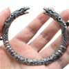 oly-539ebd4aa2bd22b30c7da8d42ec38825 Wholesale Silver Electroplated Viking Wolf Head Double Dragon Bracelet Vintage Metal Jewelry Accessory For Everyday Wear