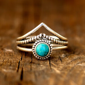 Wholesale Bohemian Turquoise Tone Hollow Out Ring For Women Fashion Accessory Gift