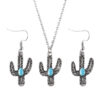 oly-53ce39cf93052cbe513e4d1487353f6e Wholesale Trendy Cactus Design Turquoise Bohemian Earrings Zinc Alloy Ancient Silver Finish Fashion Jewelry Accessory
